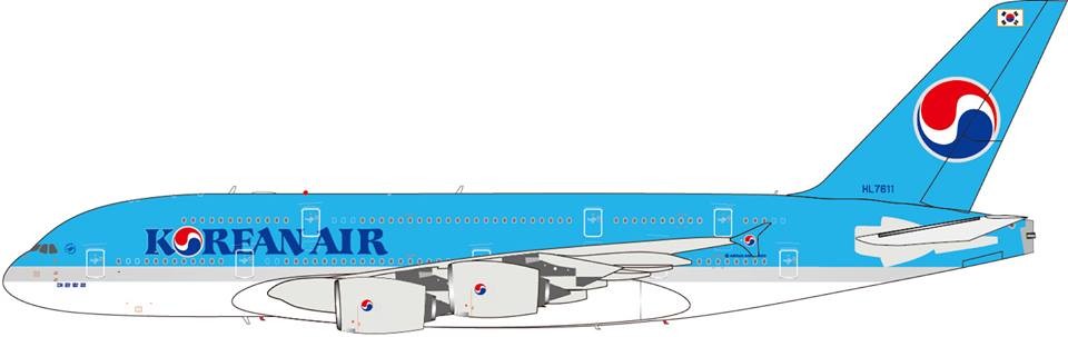 Korean Air A380 Reg# HL7611 JC2KAL977 JC wings 1:200