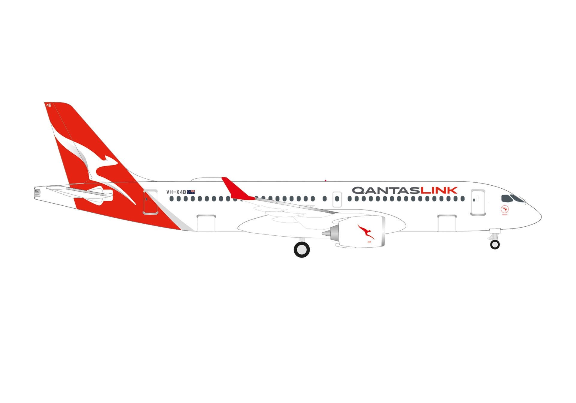 Qantaslink Airbus A220-300 – Vh-x4b “koala”he537810 Herpa Wings 1:500 