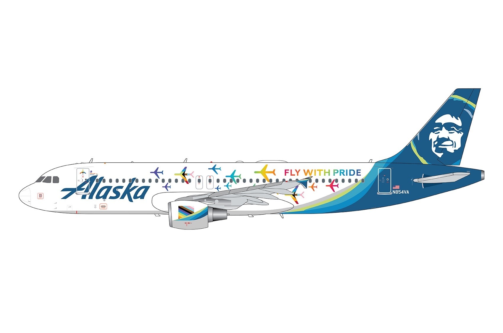 Alaska Airbus A320-200 N854VA “Fly With Pride” livery Gemini Jets