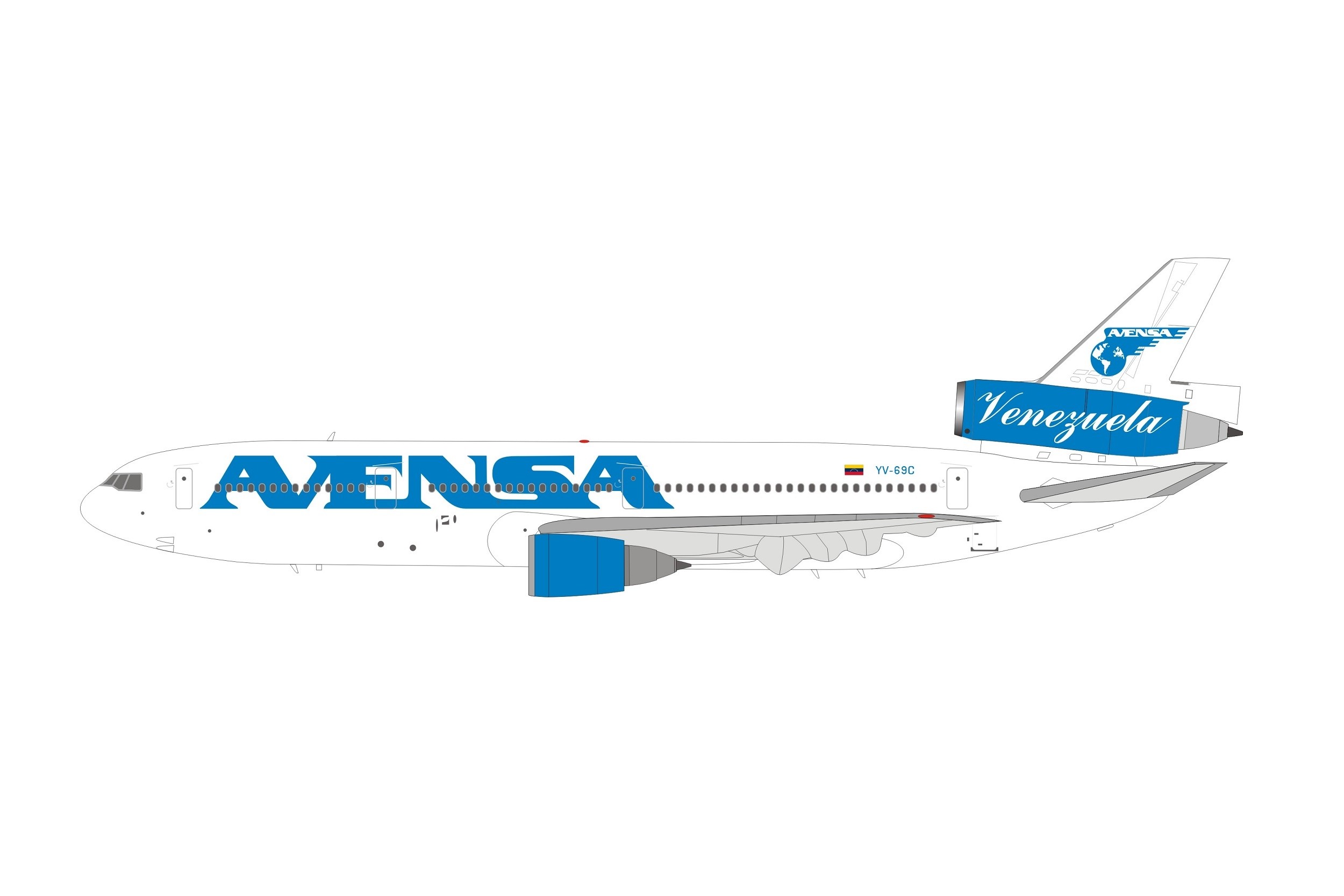 Avensa McDonnell Douglas DC-10-30 YV-69C with Stand Die-Cast 