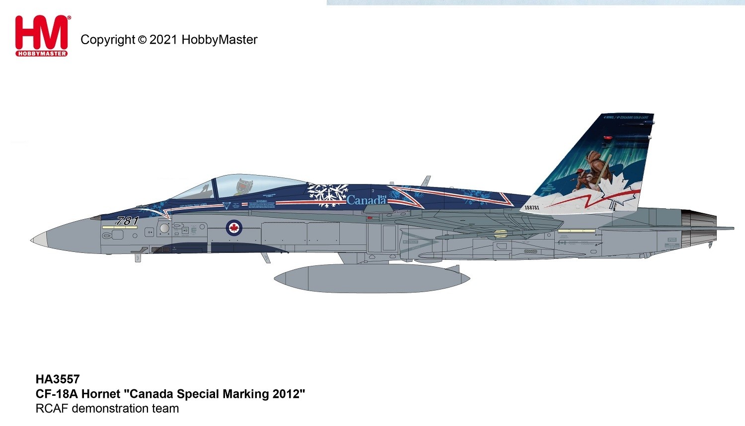 Canadian CF-18A Hornet RCAF Demonstration Team 2012 Hobby Master HA3557  scale 1:72 ezToys - Diecast Models and Collectibles