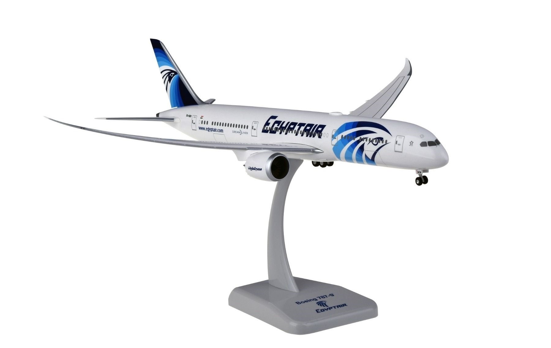 Egyptair Boeing 787-9 Dreamliner SU-GEW With Landing Gear and Stand Hogan  HG11854G Scale 1:200