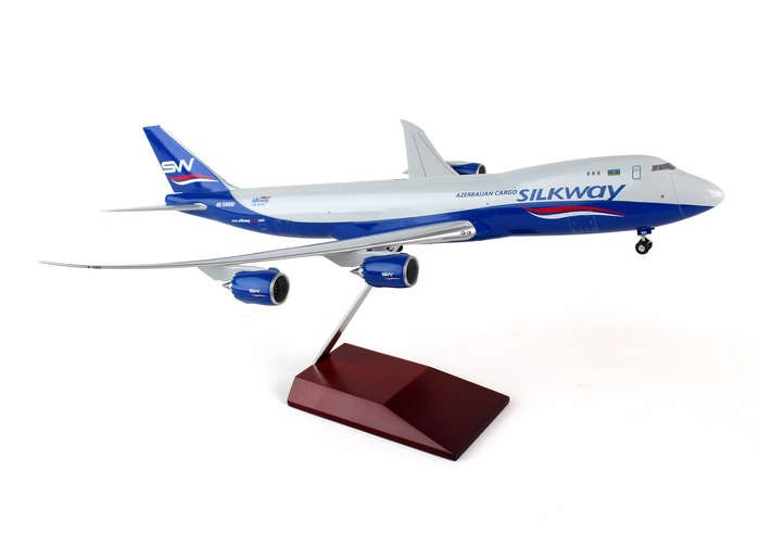 Silkway West Cargo Boeing 747-8F w/wood stand and gears by Hogan HG0120G  Scale 1:200