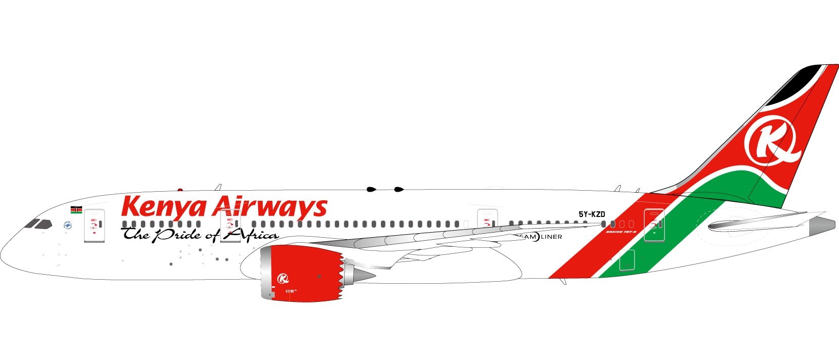 InFlight Die-Cast Models Kenya Airways B787-8 Dreamliner w/Stand 