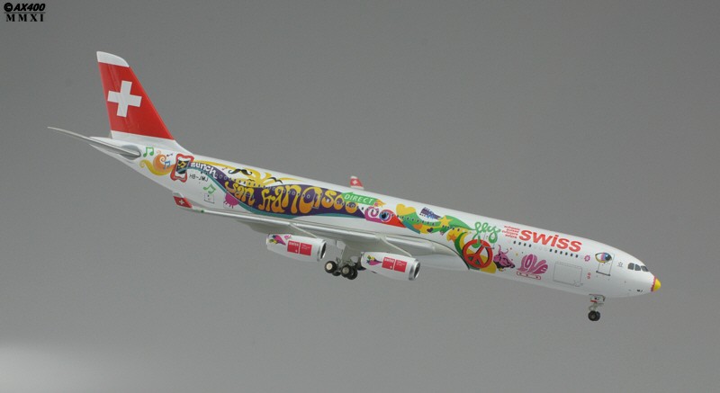 SWISSAIR A340-300 HB-JMJ (FLOWER POWER, SFO) JCWings ezToys 