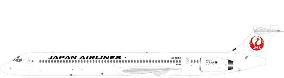 JAL MD-90 with antennas JCWings JC4JAL941 1:400