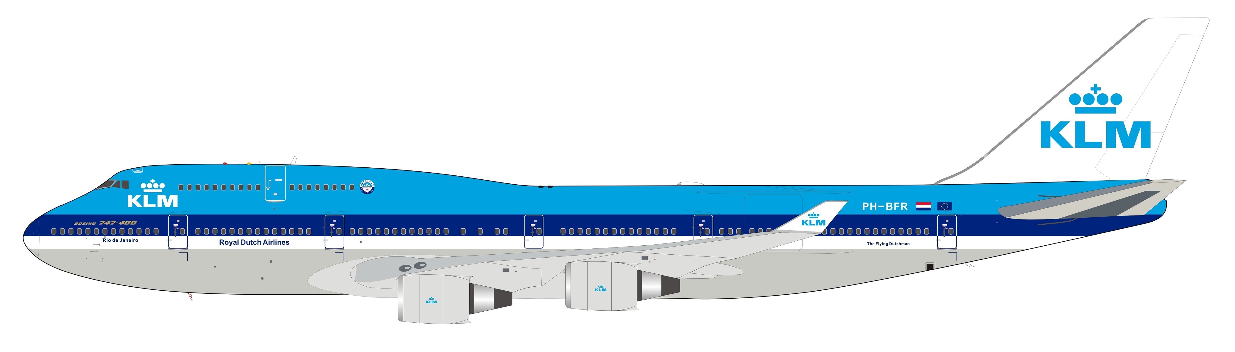 KLM Delivery colors Boeing 747-400 PH-BFR stand JFox Inflight IF744KL0519  scale 1:200