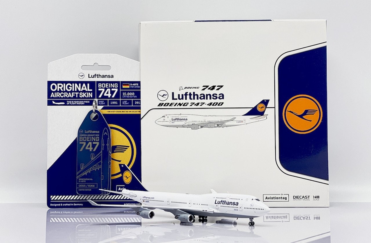 Lufthansa B747-400 D-ABTE (with limited edition Aviationtag) JC4DLH0104 JC  Wings Scale 1:400