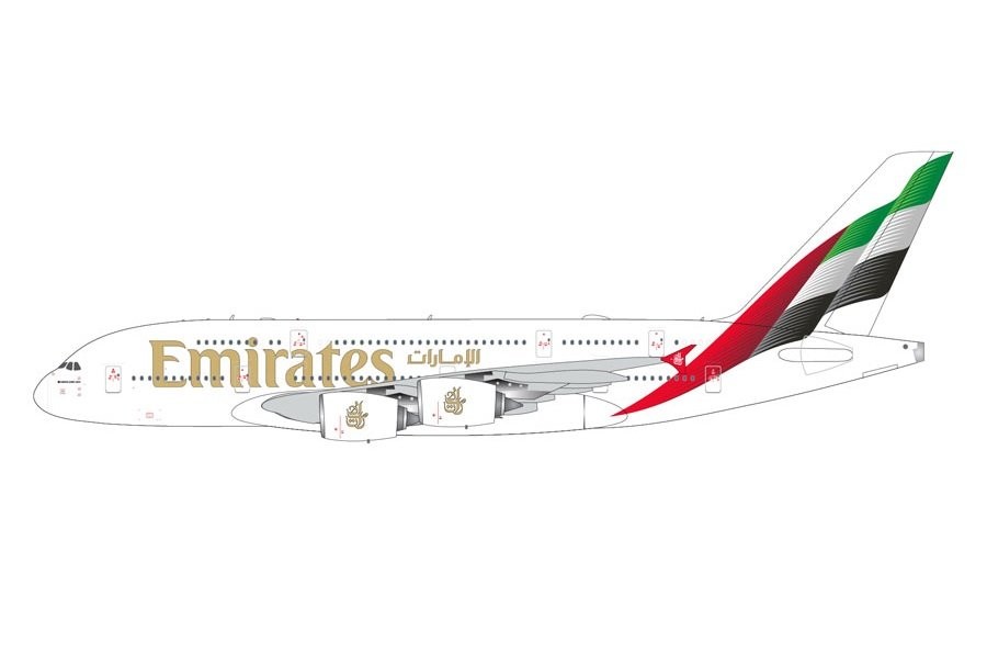 New Livery Emirates Airbus A380 A6-EOG Waiving-Flag-Like Tail 