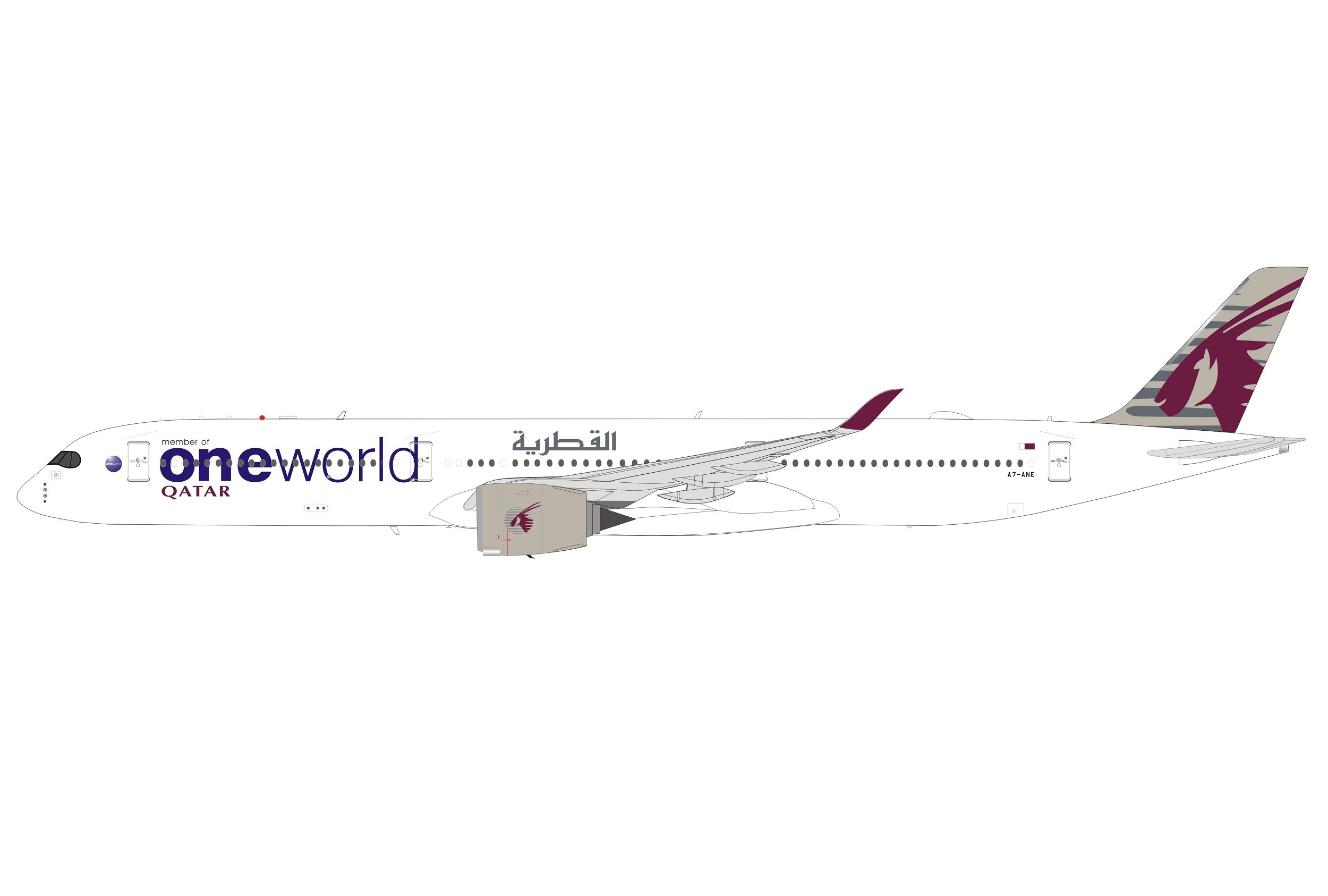 Qatar One World Airbus A350-1000 A7-ANE With Stand Inflight IF35XQR0822  Scale 1:200