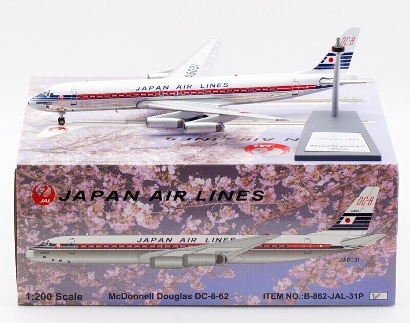 Rare! JAL Japan Airlines Douglas DC-8-62 JA8031 With Stand InFlight  B-862-JAL-31P Scale 1:200