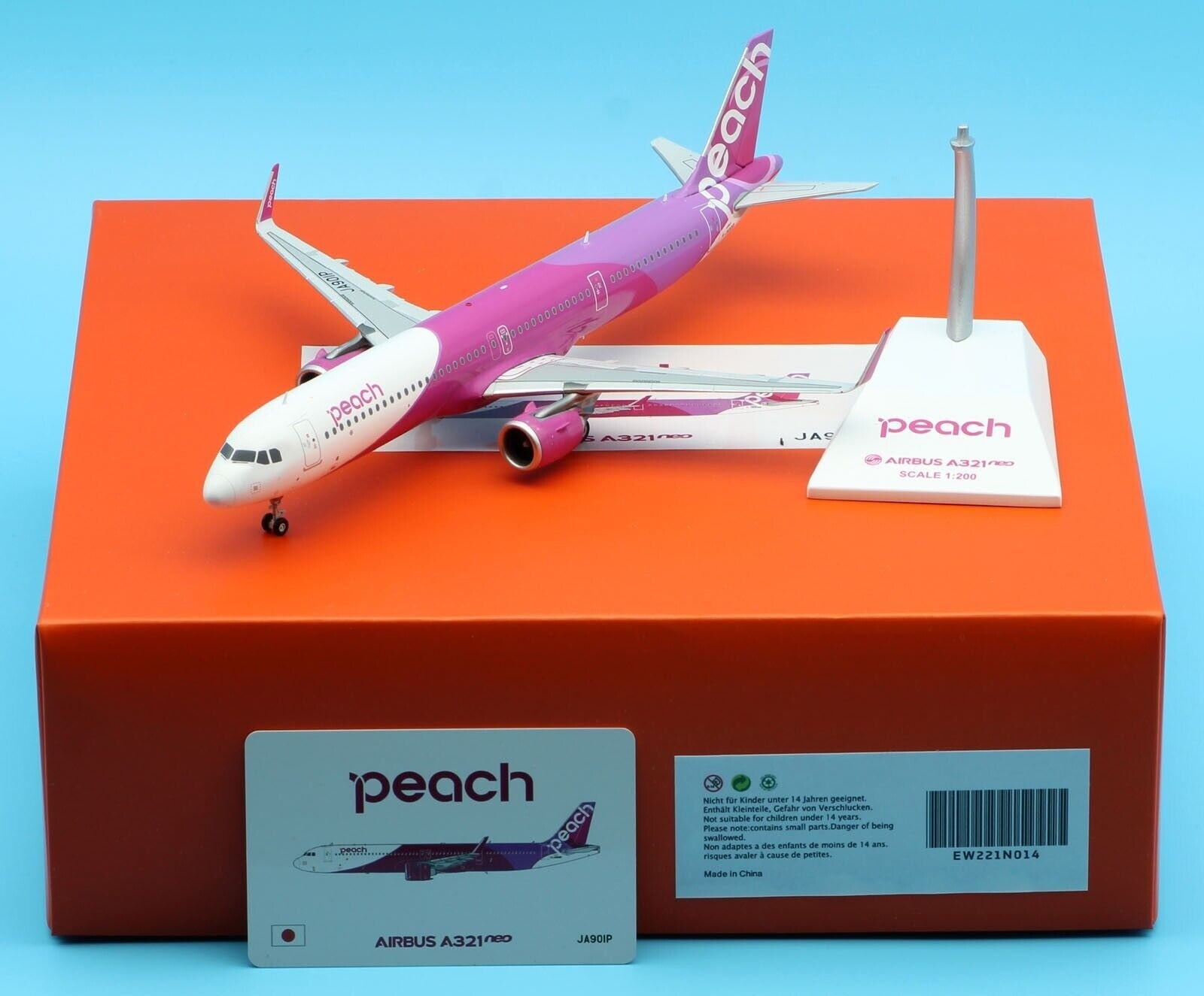 Peach Airbus A321neo JA901P die-cast JCWings EW221N014 scale 1:200 ezToys  Diecast Models and Collectibles