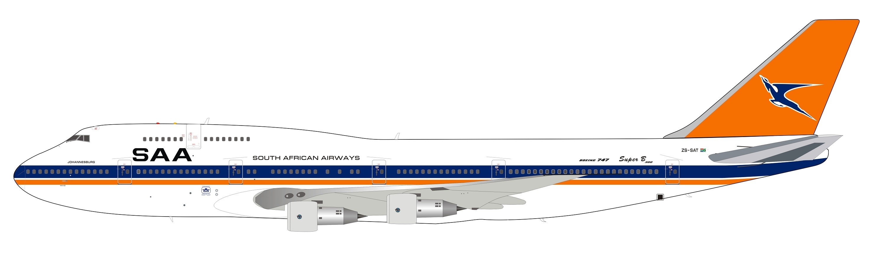 1:200合金飛行機 B747-300南アフリカ航空ZS-SAJワールドカッ2 - 航空機