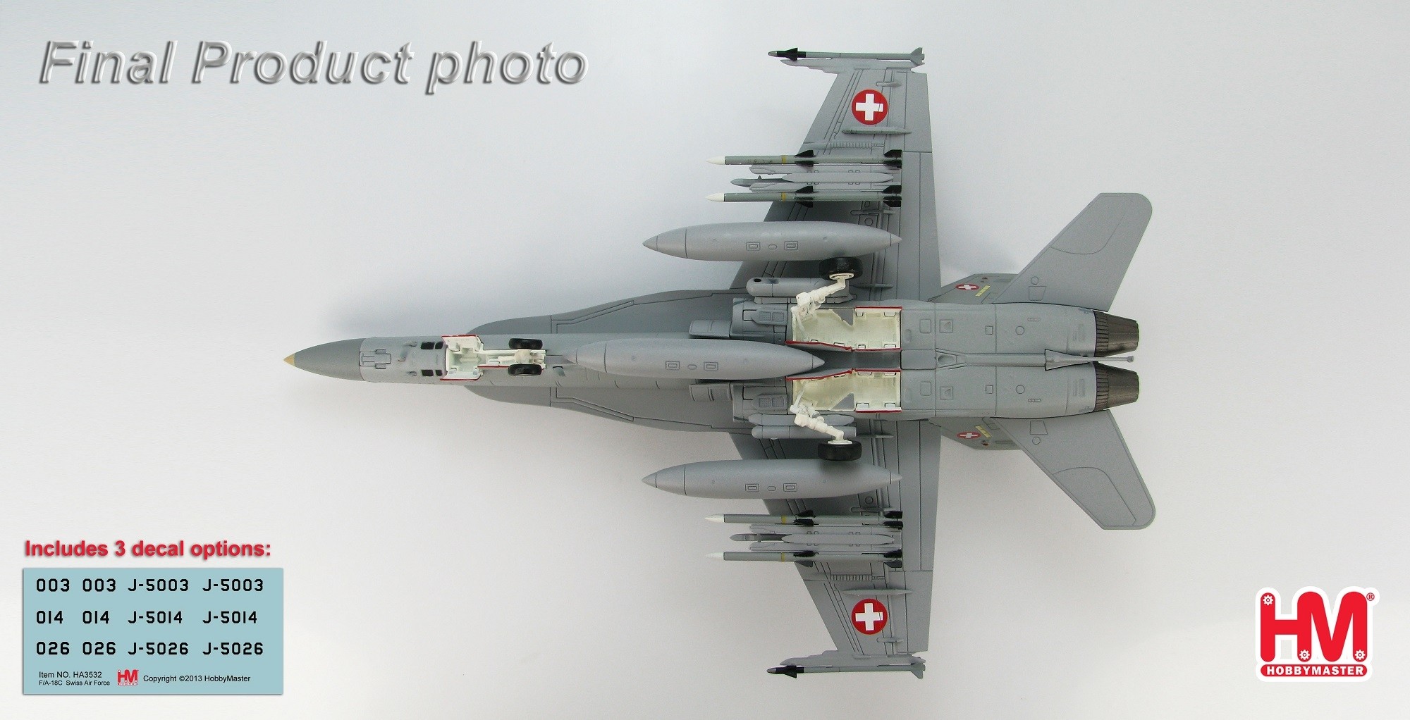 Swiss Air Force F/A-18C Hornet regular livery with decals for 3 aircraft  Hobby Master HA3532b scale 1:72
