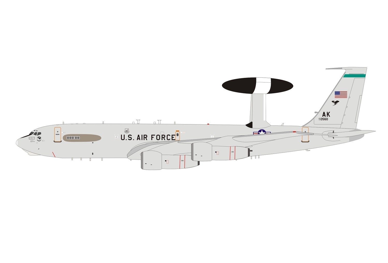 US Air Force Boeing E-3B Sentry (Boeing 707-300) 75-0560 With 
