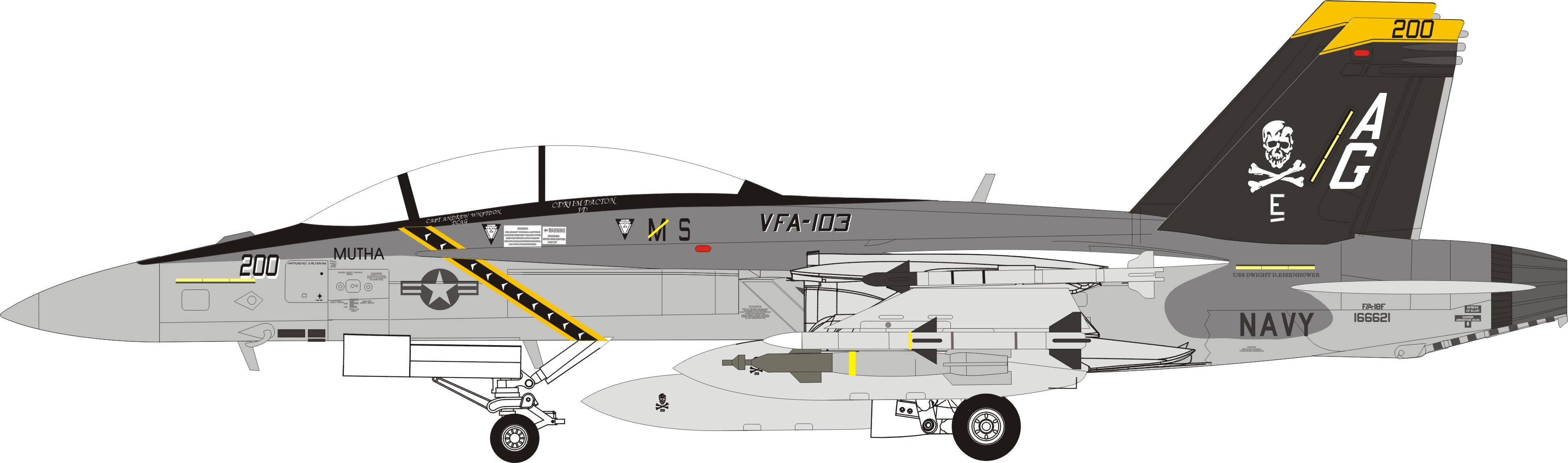 F/A18F Super Hornet VFA-103 Jolly Rogers, WTY-72008-015, 1:72