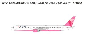 Delta Air Lines(pink livery) Boeing 767-432ER N845MH Panda Models Die-Cast 62421 Scale 1:400