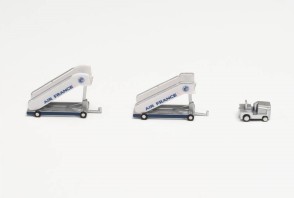Air France historic passenger stairs(2) set of two with tow truck(1) Herpa Wings accessories 571876 scale 1:200
