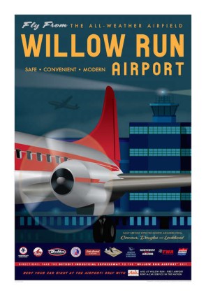 Willow Run Airport  Artistic Retro Poster 14x20 by Chris Bidlack JA046